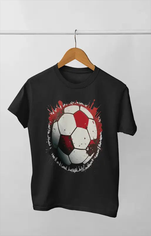 Men’s Round Neck Half Sleeve Illus Football - S / Black